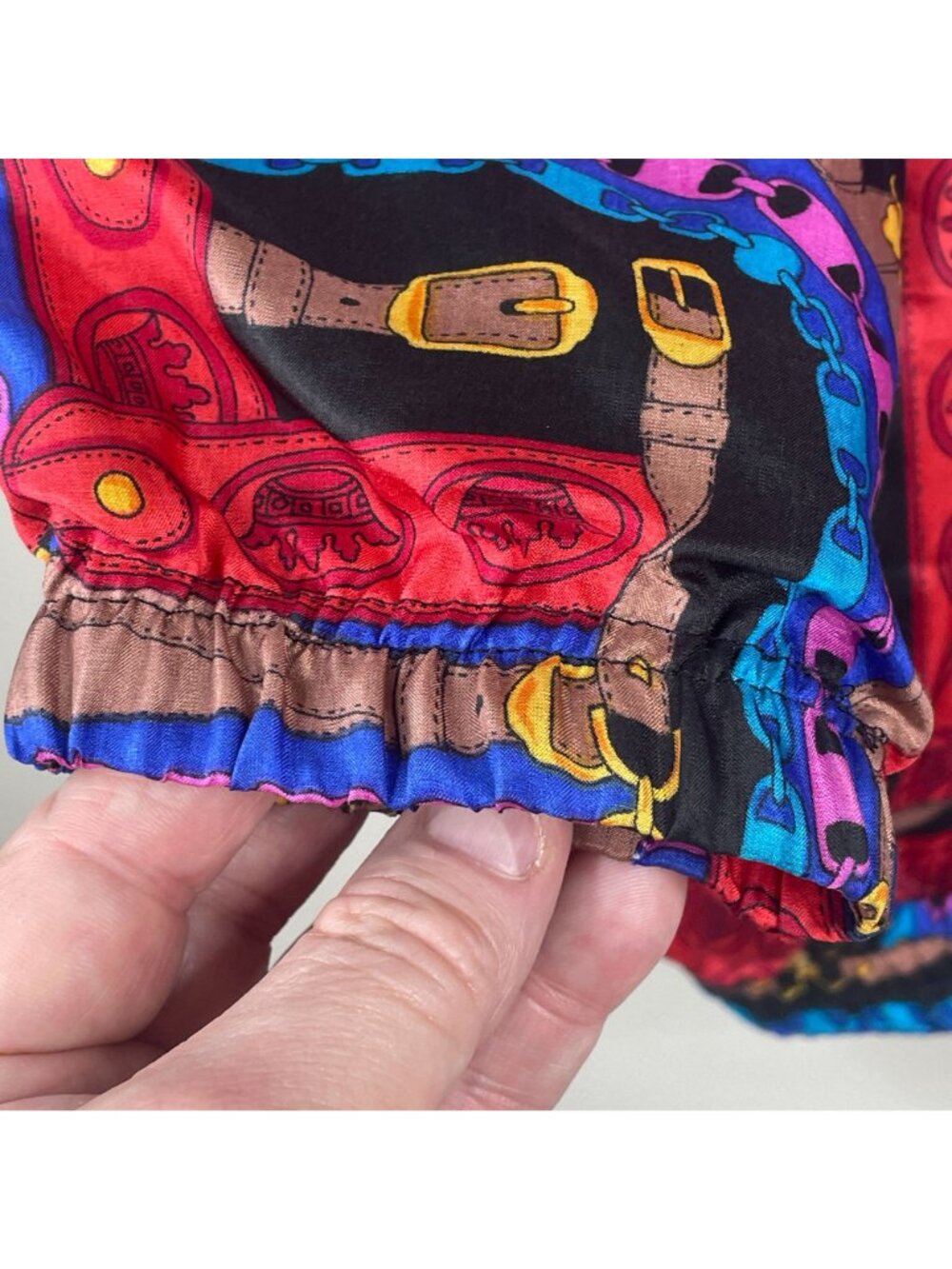 Vintage Bomber Jacket 1X Retro Silk 80s 90s Fresh Prince Baggy Urban Chain Print - Picture 8 of 16